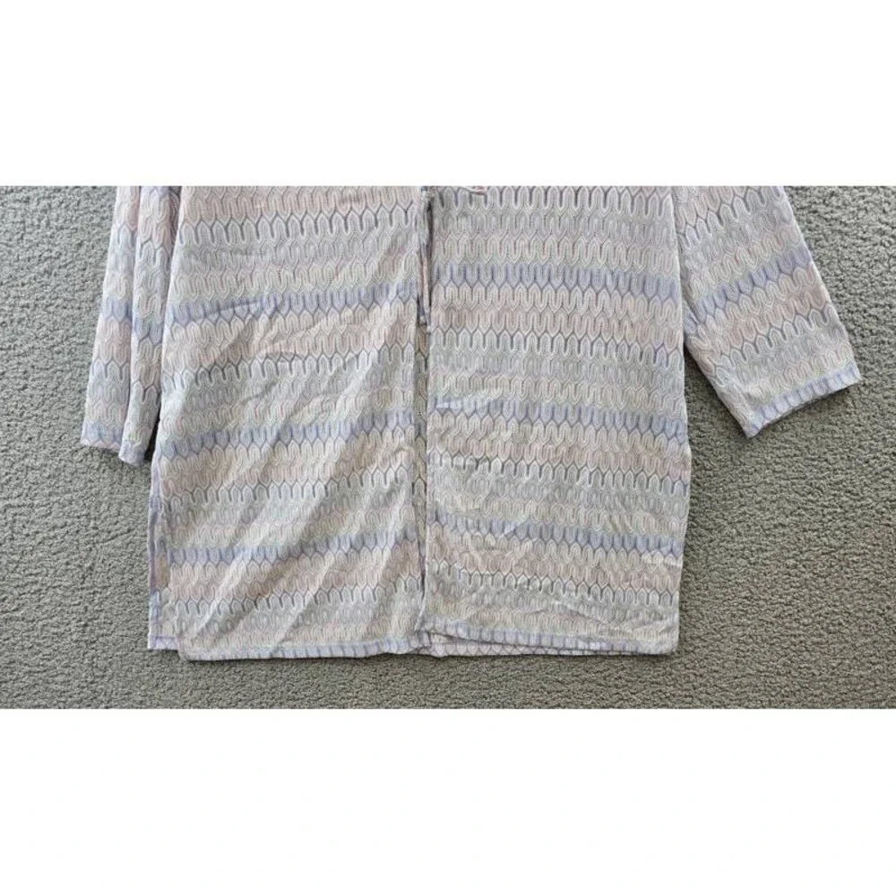 Kasper Plus Size Chevron-Knit Tie-Front Cardigan Women's 2X Blue Lotus Multi